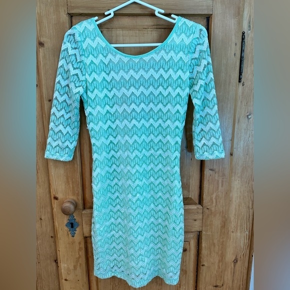 Lace Fronted Dress Green Metallic A’GACI A’GACI A’GACI Size Med Fairy EuroSummer - Picture 7 of 9